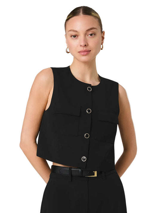 Harry Sleeveless Boxy Top- Black