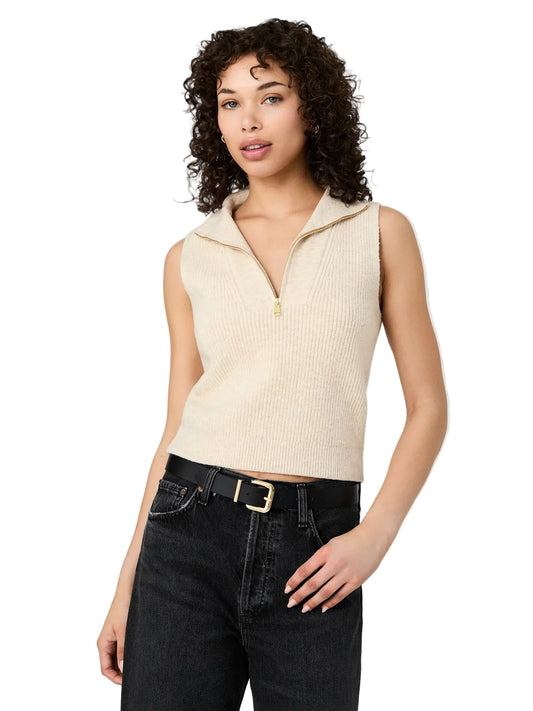 Marley Half Zip Rib Vest- Oatmeal