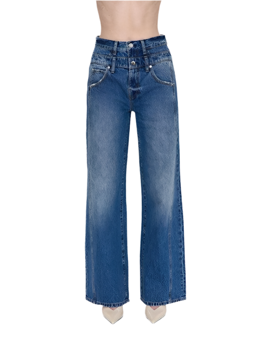 Caleb High Rise Stacked Jean- Echo