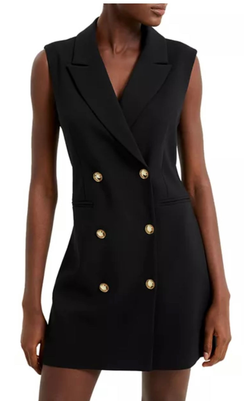 Sleeveless Tux Dress- Blackout
