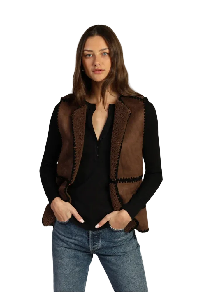 Casey Stitched Vest- Cocoa