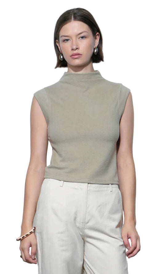 Paloma Funnel Neck Knit Top- Olive