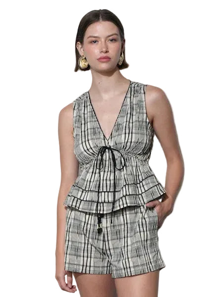 Evelyn Sleeveless Neck Drawstring Top