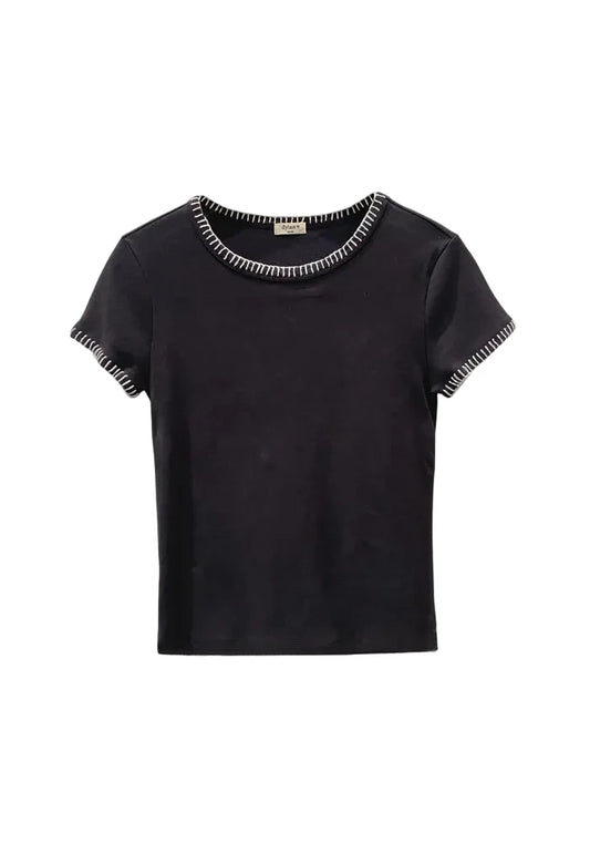 Brooks Blanket Stitch Tee- Black