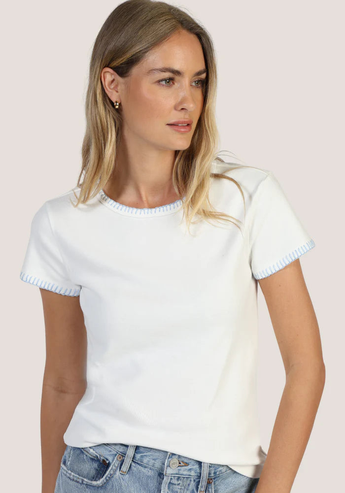 Brooks Blanket Stitch Tee- White