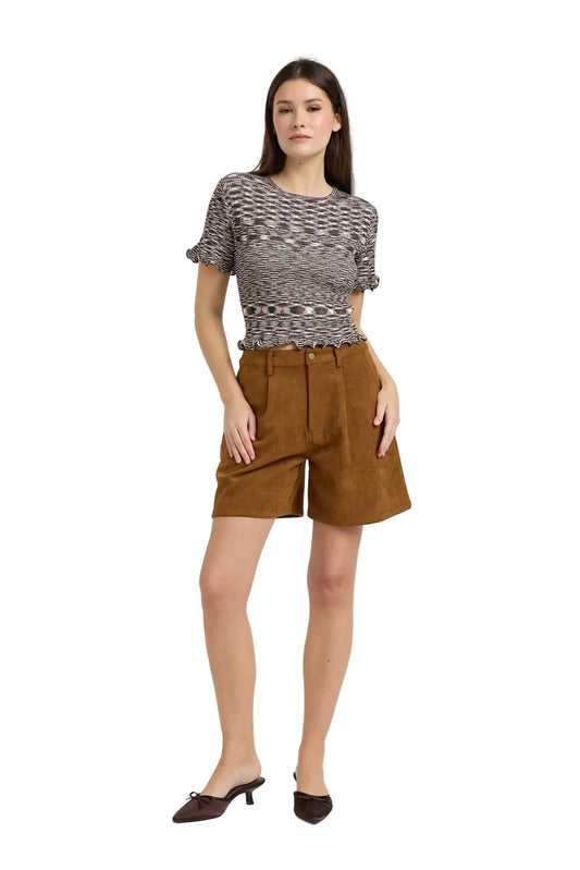 Lila Short Sleeve Top- Brown
