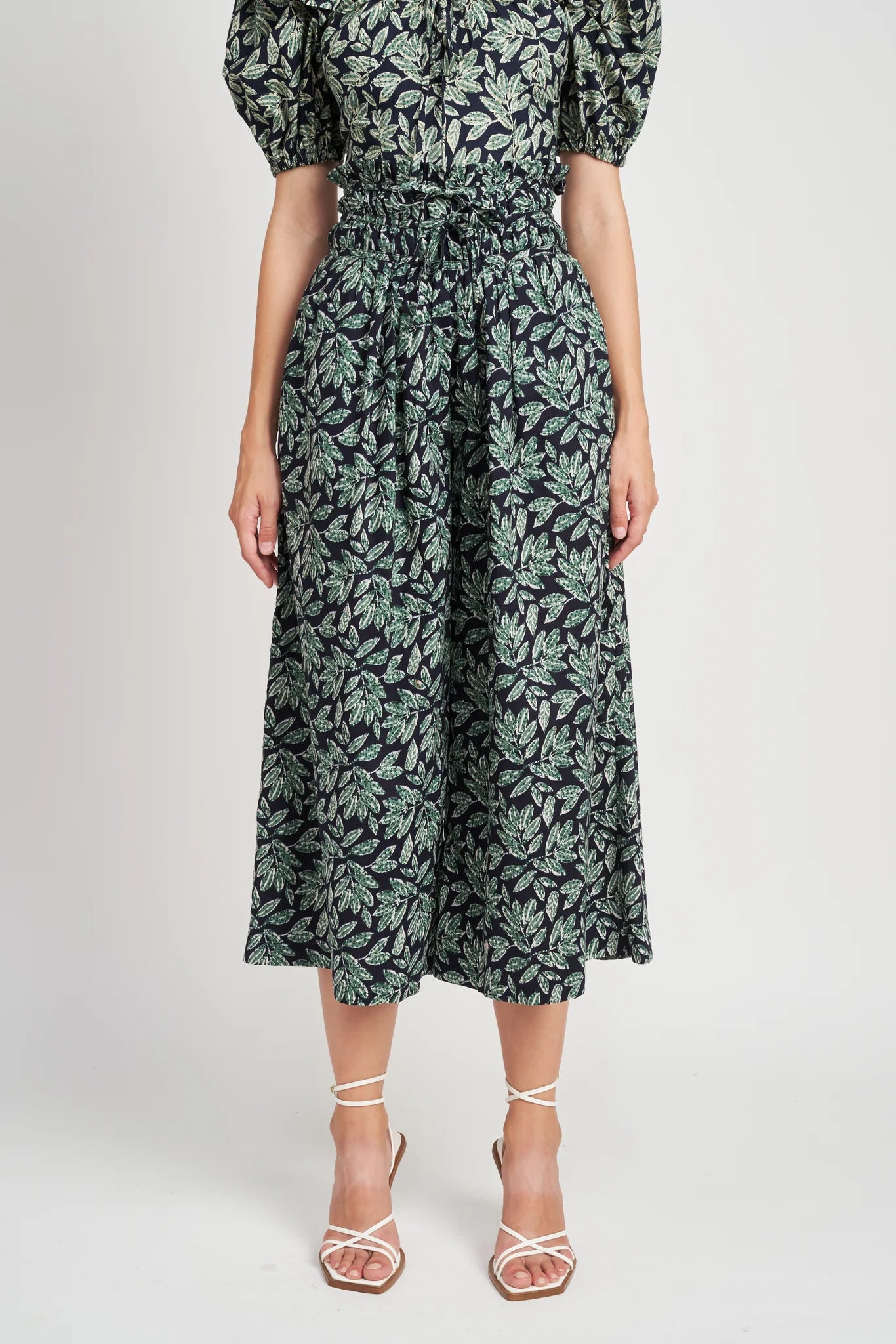 Printed Smocked Waist Wide Pant