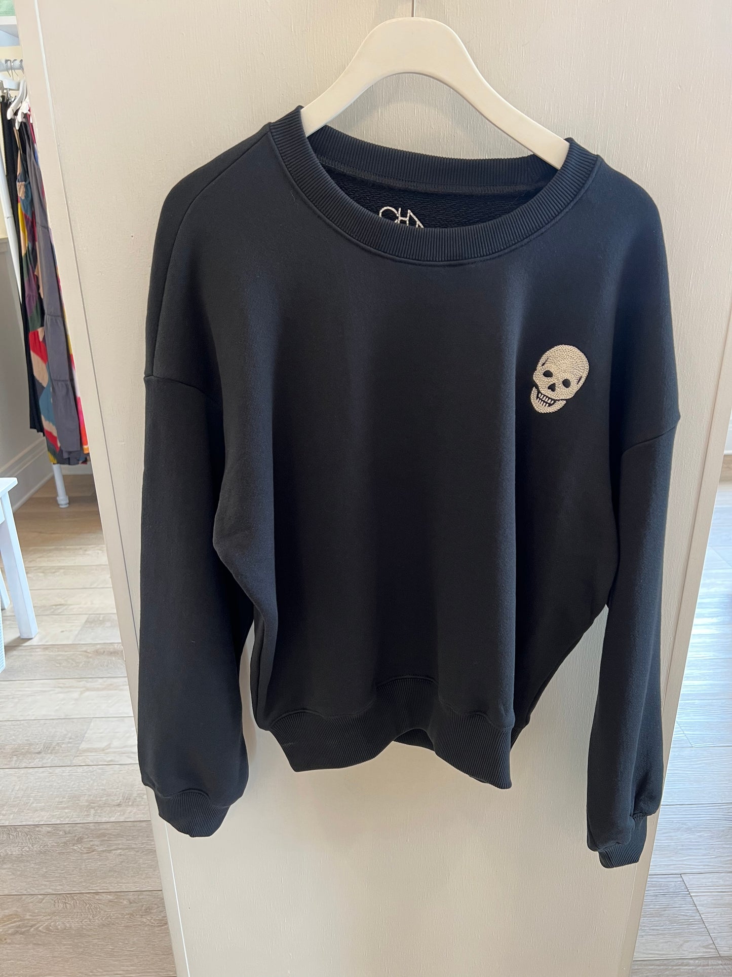 Embroidered Skull Long Sleeve Tee