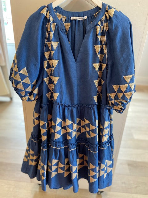 Linen Diamond Tiered mini Dress