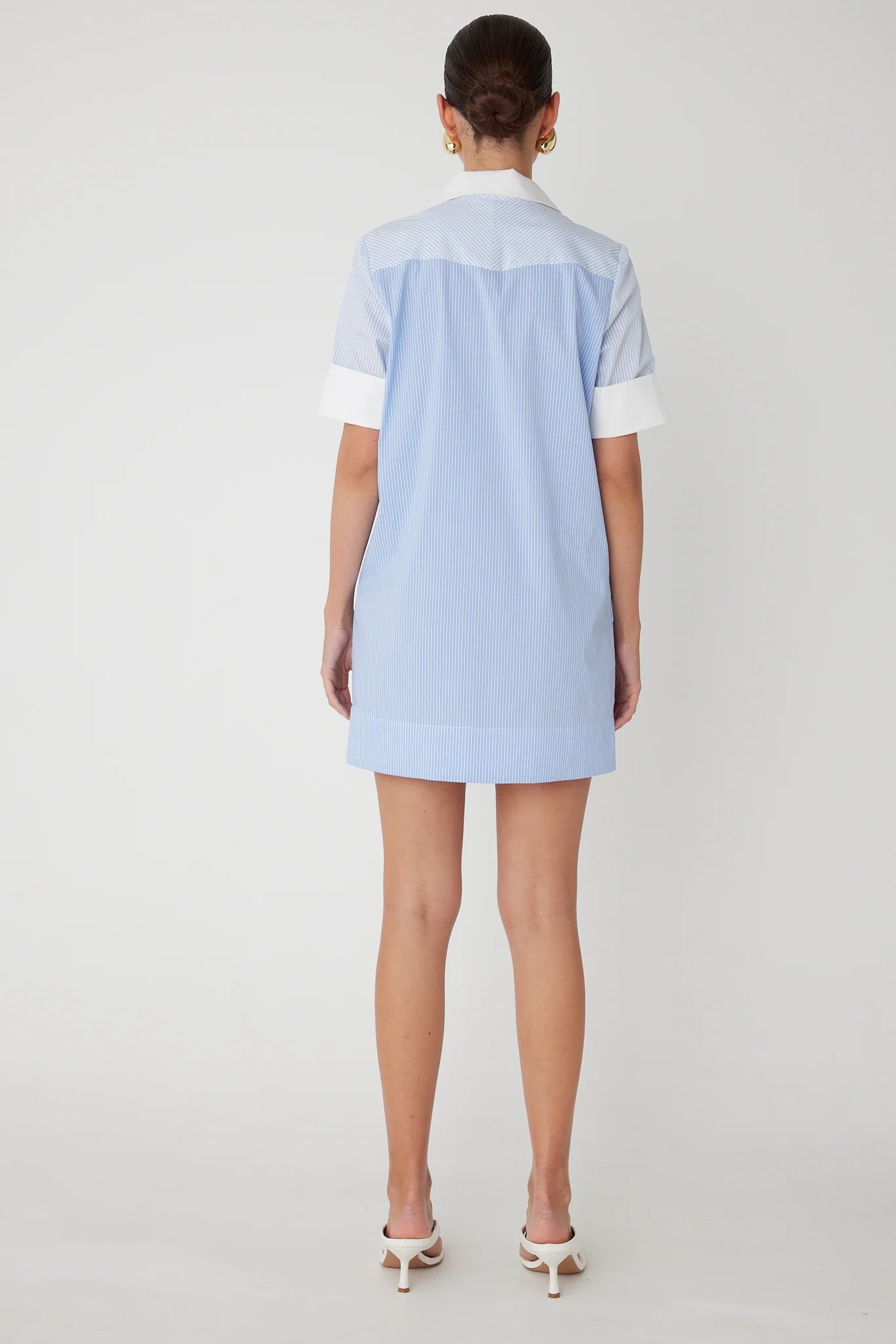 Lollie Collared Mini Dress- Blue White Stripe