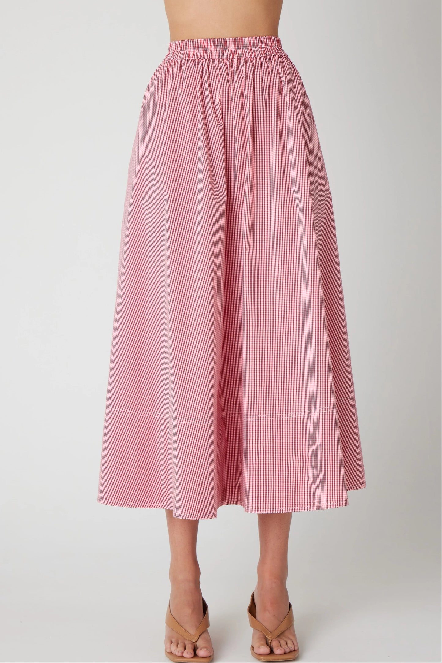 Lisa Midi Skirt- Red/White