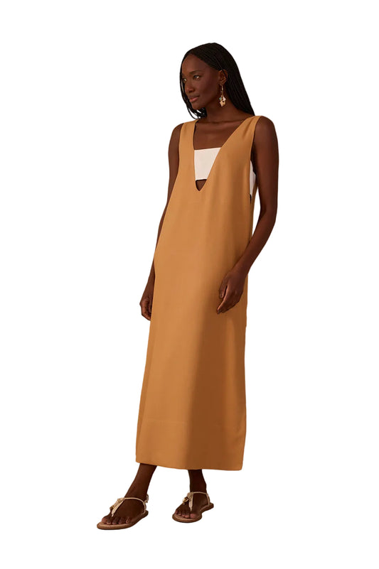 Summer Bicolor Cut-out Linen Maxi Dress