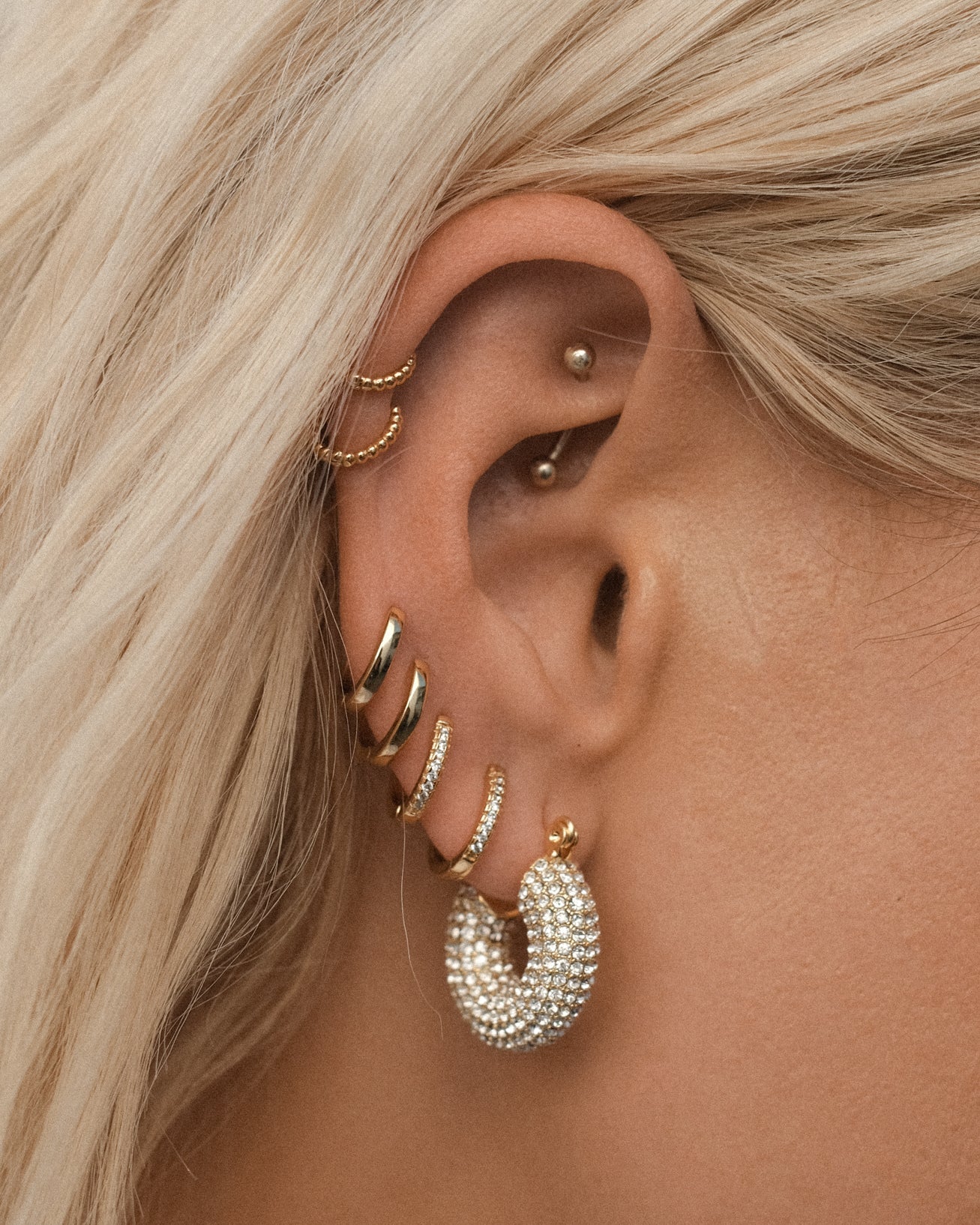 Pave Mini Donut Hoops- gold