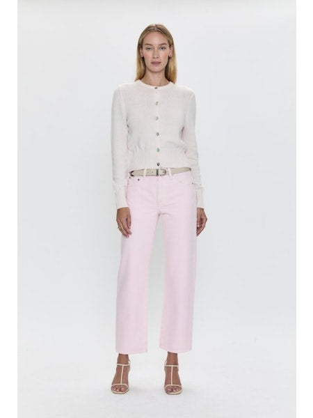 Lexi Mid Rise Bowed Straight- Blush