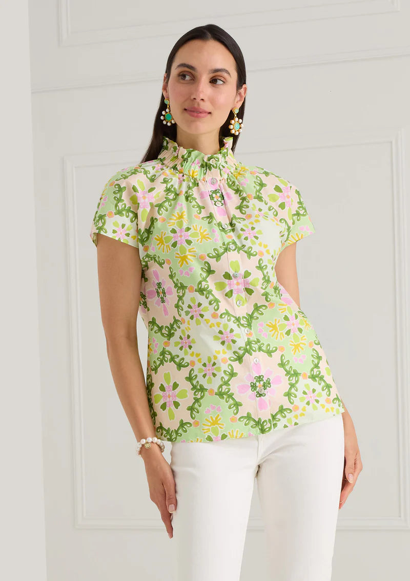 Milly Ruffle Collar Shirt- Green Clover