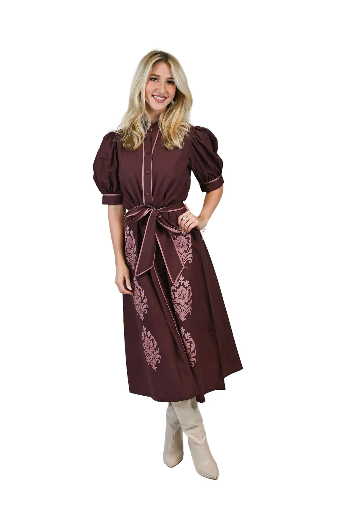 Kiawah Short Sleeve Maxi Dress- Mulberry Petal