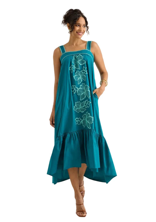 Jane Drop Hem Midi Dress- Teal