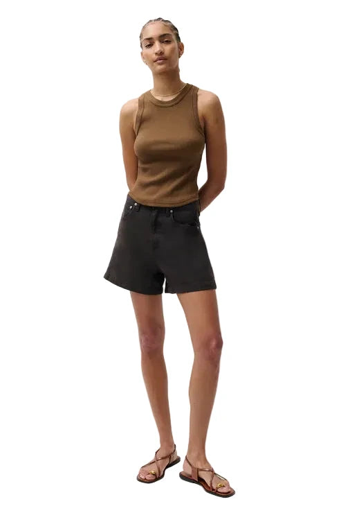 Kimora High Rise Linen Short- Black