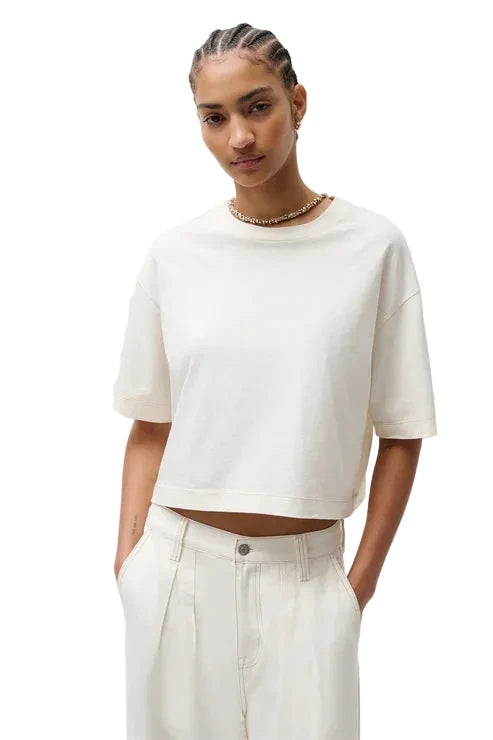 Mae Cropped Tee- Soft White
