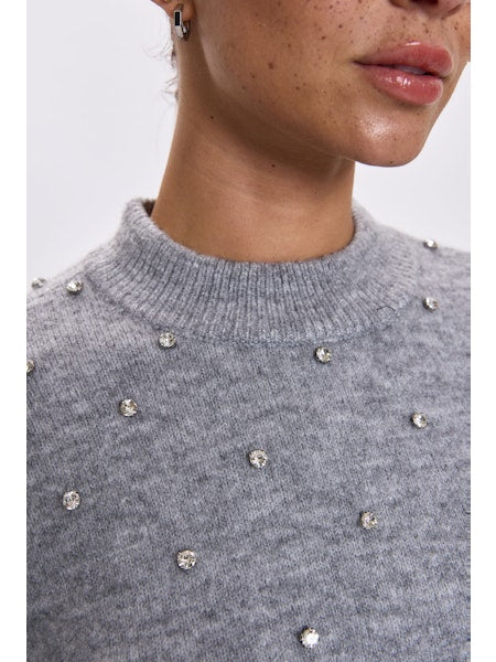 Aura Studded Sweater- Charcoal