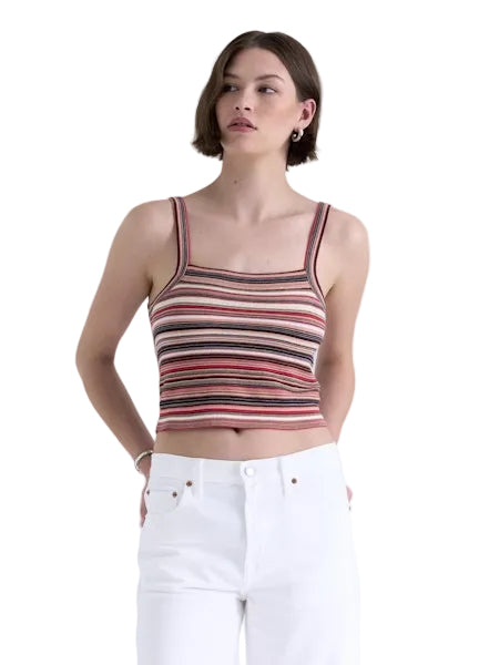 Frannie Striped Crop Tank- Coral Multi