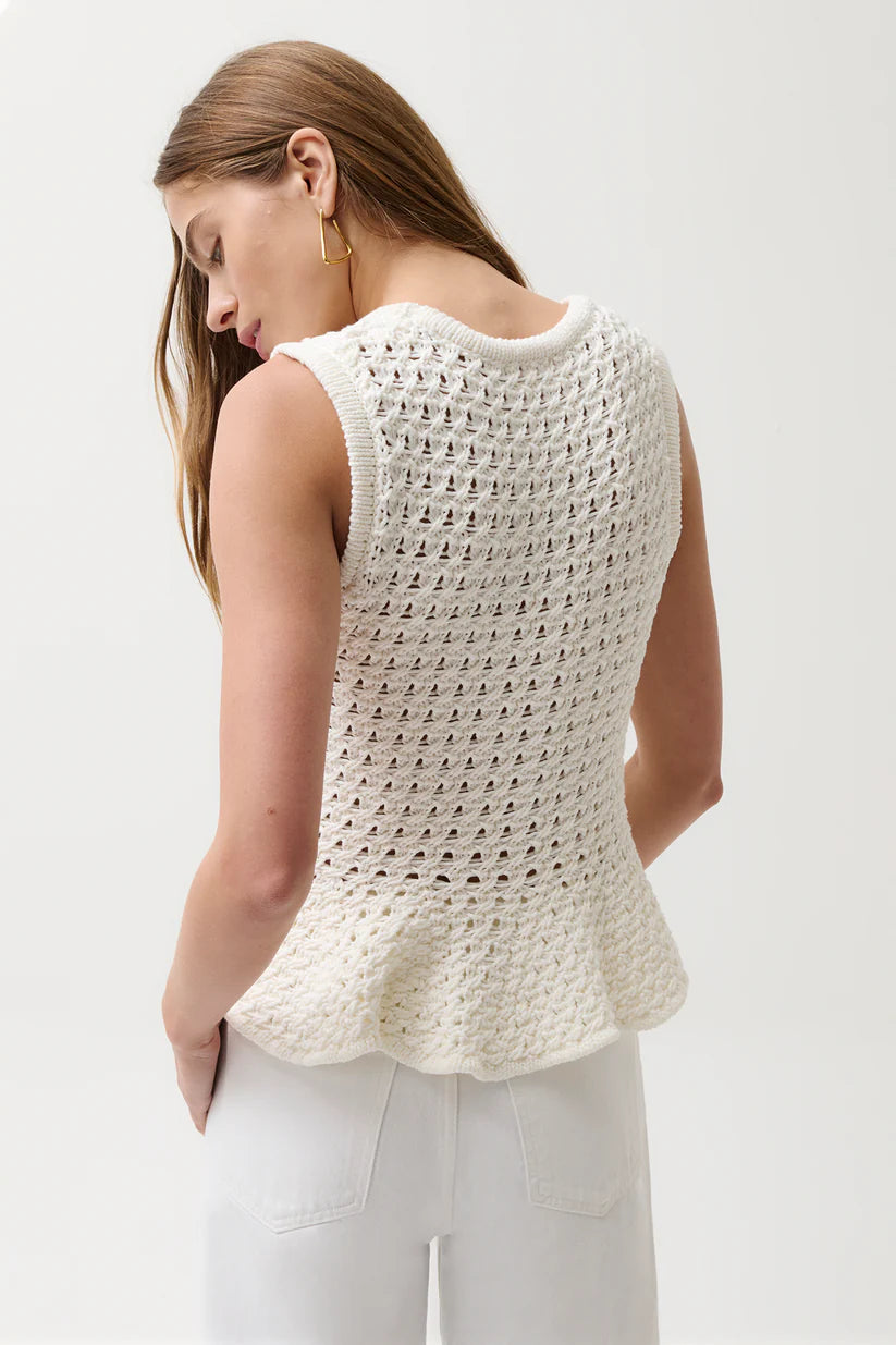 Anna Peplum Sweater- White