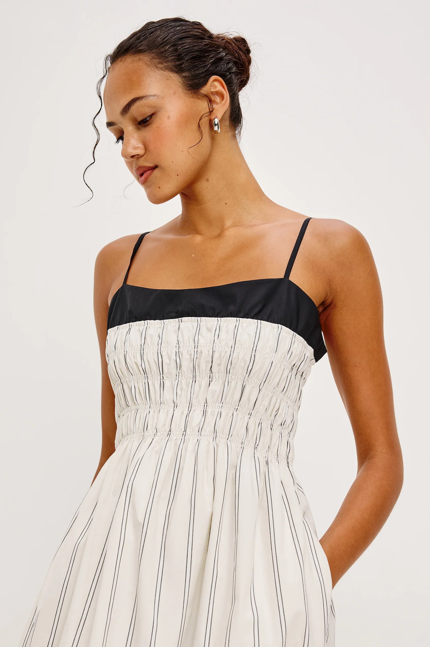 Primose Smocked Bodice Midi Dress- Palma Stripe