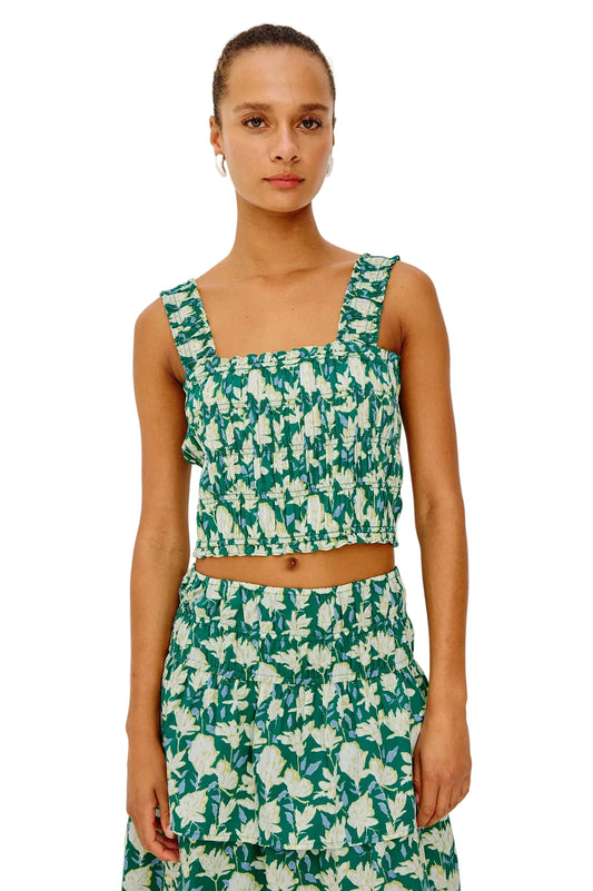 Quinn Cropped Tank- Green Mayflower