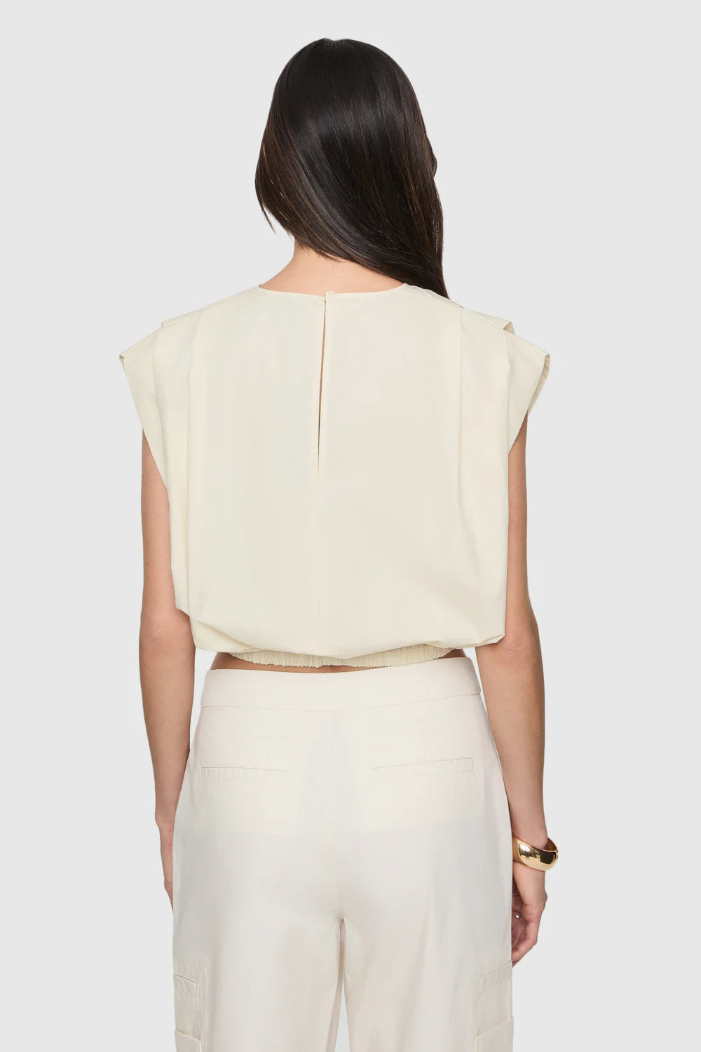Holly sleeveless Poplin top- Whisper