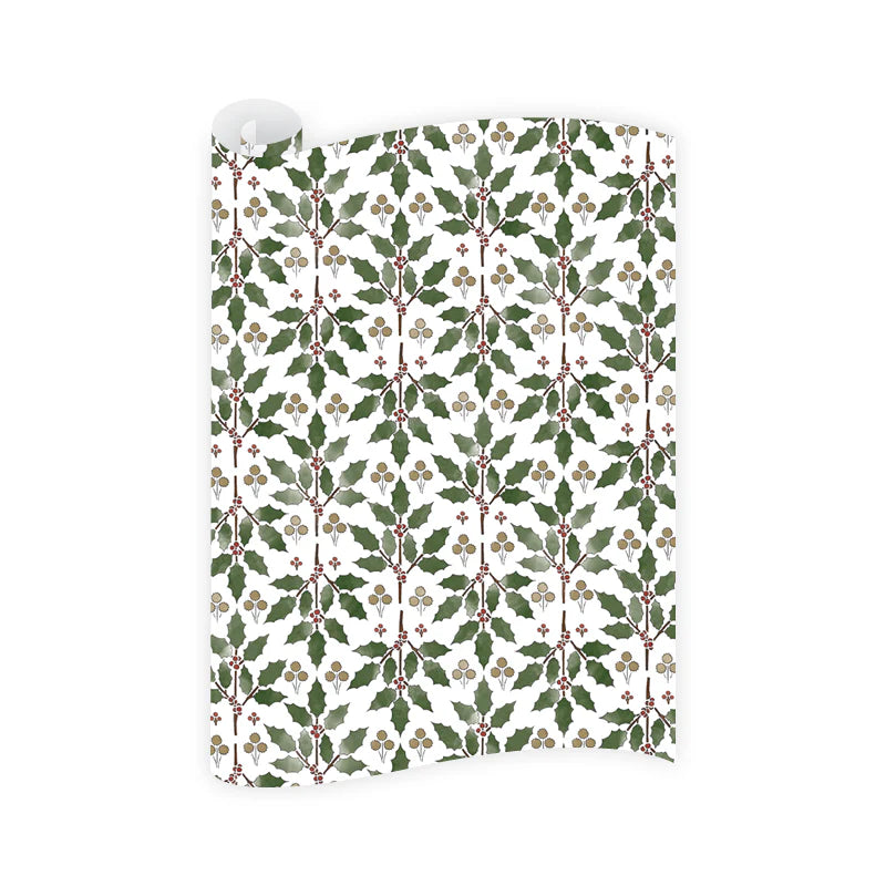 Holly Stencil Wrapping Paper- Set of 3 sheets