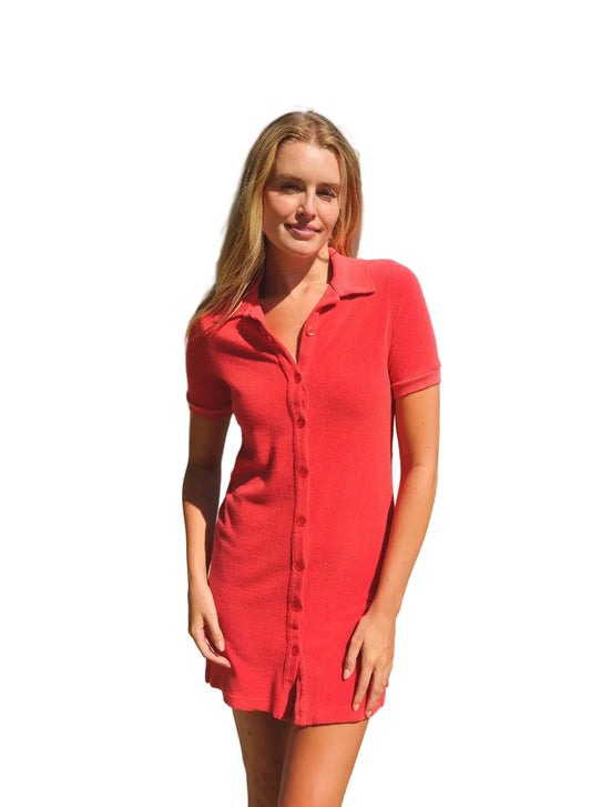 Collared Polo Dress- Vermillion
