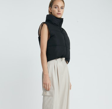 Kansas Reversible Puff Vest- Mocha/Black