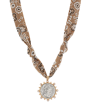 Coin Scarf Choker- Brown