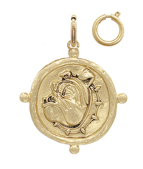 Bulldog Face Round Pendant- Gold