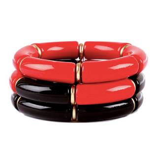 Chunky Tube Bracelet- Red/Black