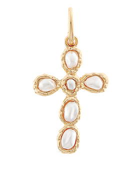 Thin Pearl & Cross Pendant
