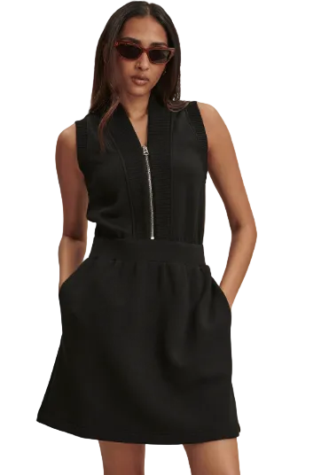 Polyanna Half Zip Dress- Black