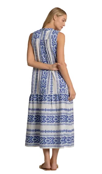 Aztec Sleeveless maxi- Blue