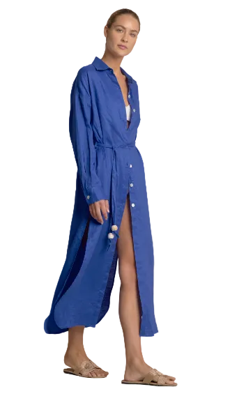 Button down Maxi Dress- Blue