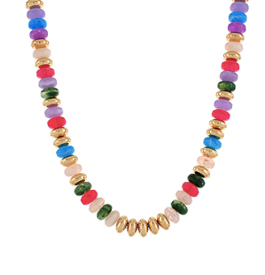 Stone Rondelle and Metal Necklace