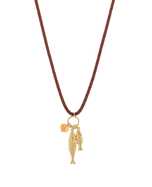 2 Fish Charm Cord Necklace