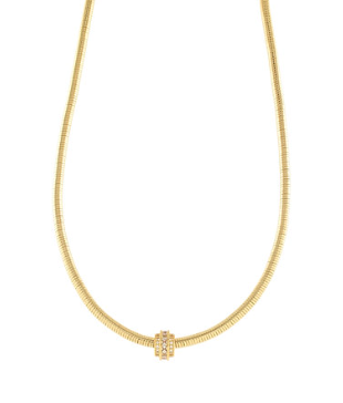Pave Barrel Omega Chain Necklace