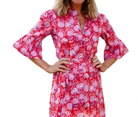 Tori Shirt Dress- Red