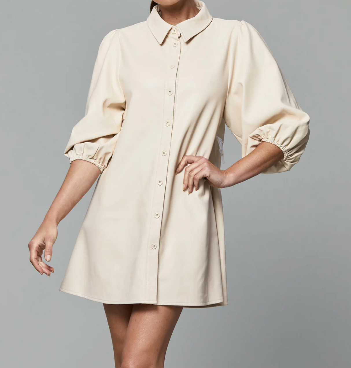 Cream leather dress hotsell