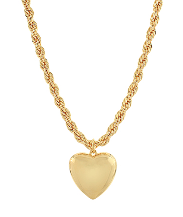 Chain Rope Necklace with Puffy Heart