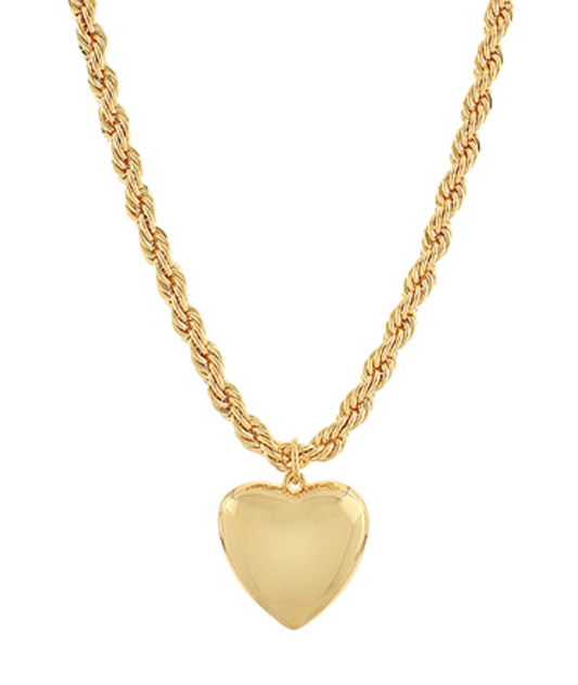 Chain Rope Necklace with Puffy Heart