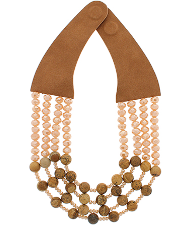 Multi bead Necklace- Brown