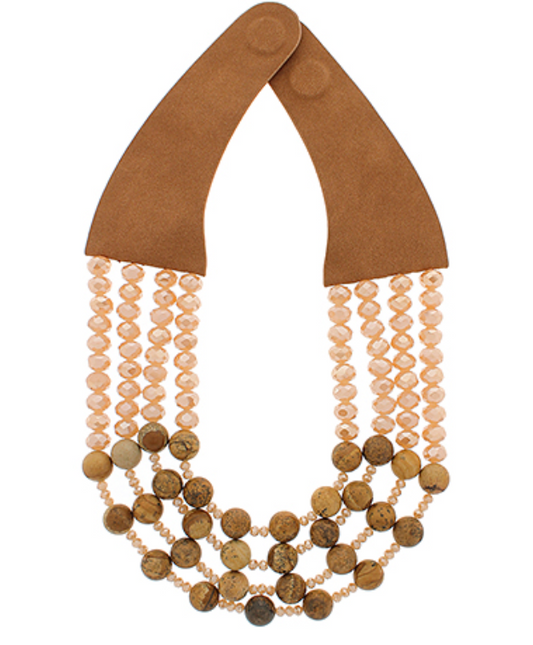 Multi bead Necklace- Brown