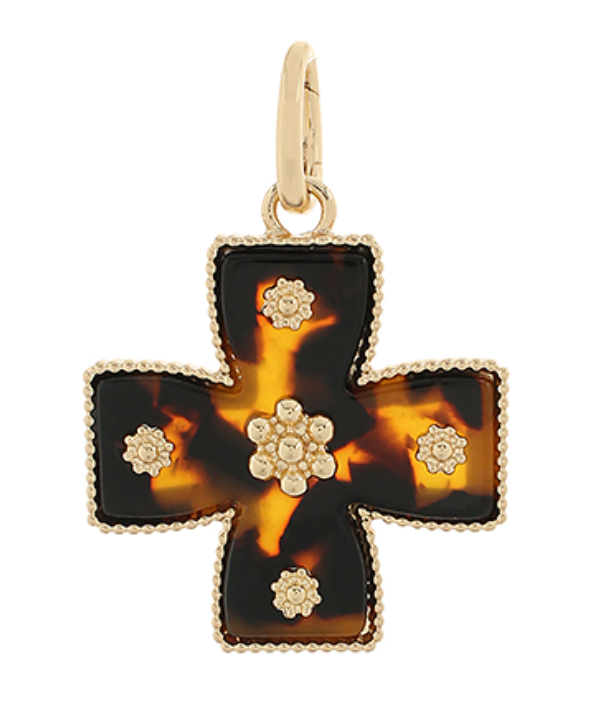 45mm Cross Pendant- Tortoise