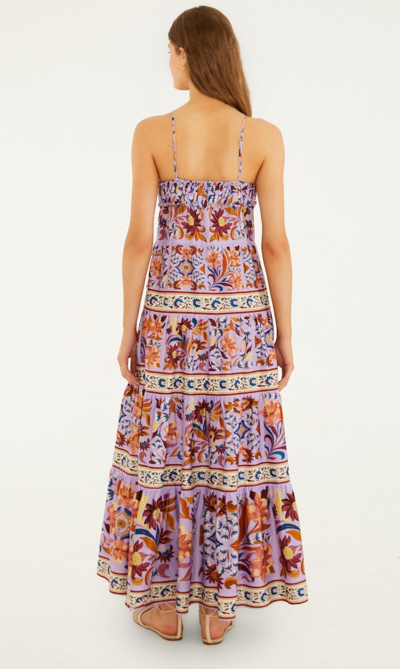 Lilac Flower Tiles Sleeveless Dress